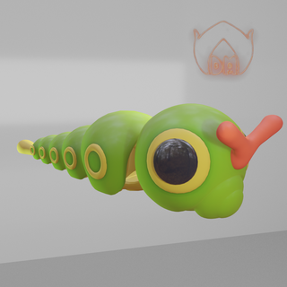 articulated caterpie poke pokemon fanart worm 3d print model - Mito3D
