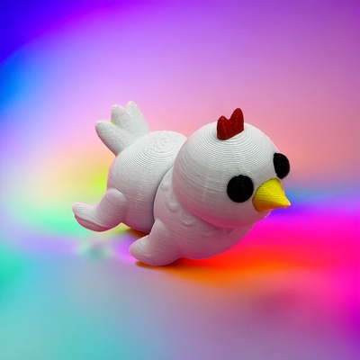articulado pollo unicornio arte impresión in sitio flexi flexible lindo juguete figurilla comercial licencia multicolor polluelo gallina gratis agitarse 3d print model - Mito3D