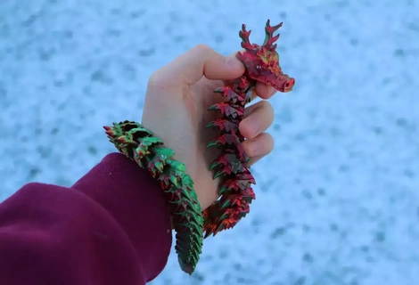 articulated christmas dragon 3d print model - Mito3D