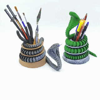articulated cobra + pencil holder animal snake reptile flexi 3d print model - Mito3D