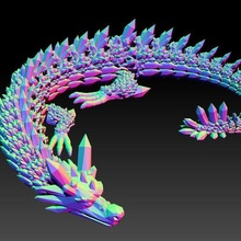 articulated dragon - flexi crystal 3d print art articulating toy lizard flexible place supports fantasy mythical cute pet crystals 3d print model - Mito3D
