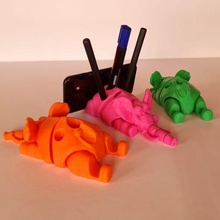 articulated elephant mobile & pen holder -- support print place art animal flexible funny gsm phone 3d print model - Mito3D