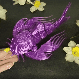 articulé poisson l'eau dragon articuler jouet flexi souple récupéré endroit soutiens fantaisie 3d print model - Mito3D