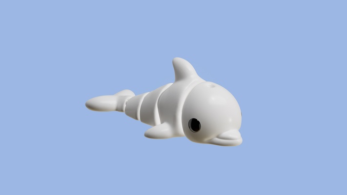articulated flexi dolphin fidget toy art animal 3d print model - Mito3D