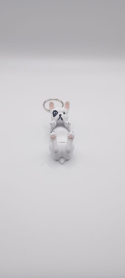 articulated french bulldog dog keychain 3d print model - Mito3D