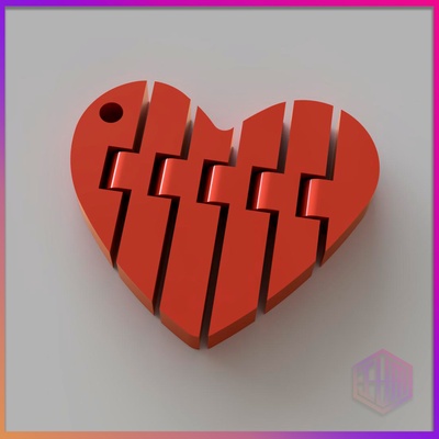 articulado corazón llavero forma orgullo bisagras llave anillos 3d print model - Mito3D