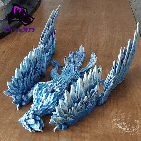 articulated ice phoenix Game fenix toy flexi print in place flexible animal dog3d art 3D print model - Mito3D