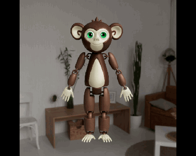 articulated monkey toy cat flexi print place printable cute animal marvel monke articulating flexible home art figure hot 3d print model - Mito3D