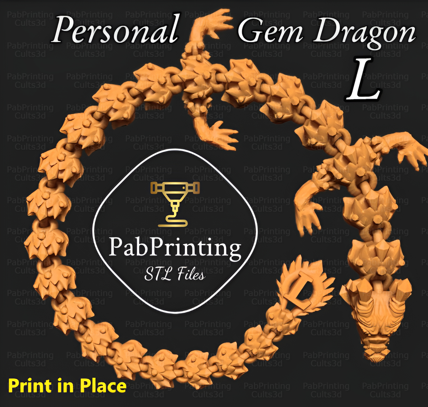 articulated personal gem dragon l art flexi pabprinting stl toy cute flexy articulating bambu lab 3D print model - Mito3D