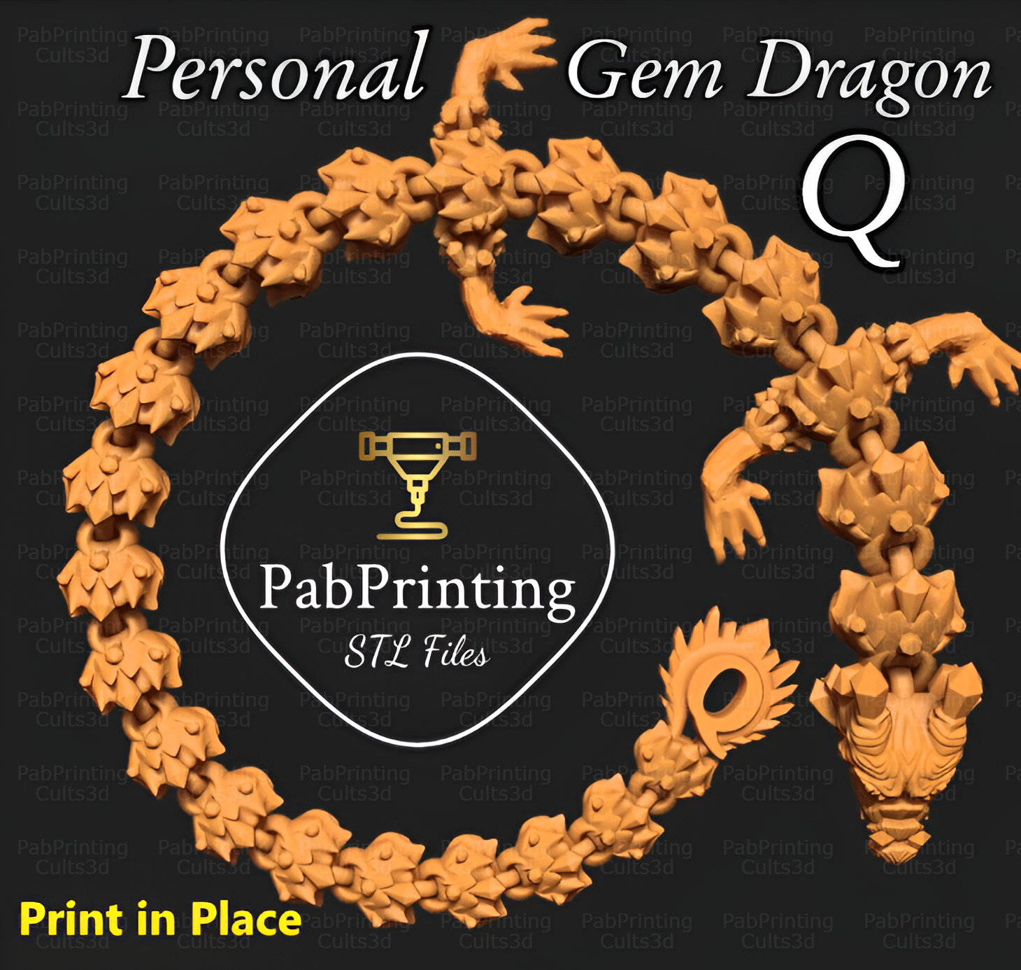 articulé personnel gemme dragon art flexi impression papier stl jouet mignonne flexy articuler bambu laboratoire 3D print model - Mito3D