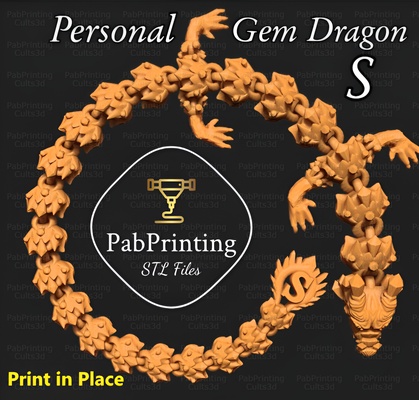 articulé personnel gemme dragon art flexi impression papier stl jouet mignonne flexy articuler bambu laboratoire 3d print model - Mito3D