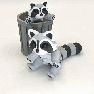 articulated racoon cute animal racoon flexi flexible articulated trash  3d print model - Mito3D