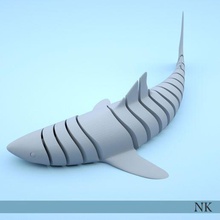 artikuliert Hai Kunst artikulieren großartig Weiß Fisch Spielzeug flexi flexibel Wasser Meer 3d print model - Mito3D