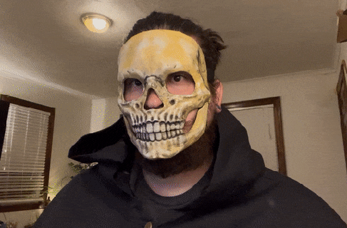 articulated skull mask halloween prop cosplay costume dead death grimreaper skeleton bone bones zombie face head articulate jaw teeth 3d print model - Mito3D
