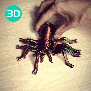 articulado araña 3d impresión modelo articulaciones arácnido movimiento robótica bricolaje diy pasatiempo Ingenieria 3d print model - Mito3D