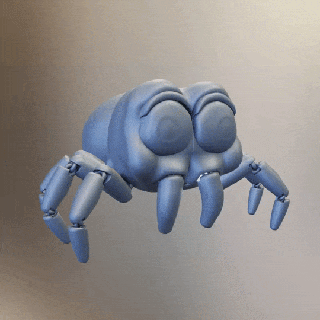 articulado toon aranha 8 pernas criatura inseto aracnóide tarântula aracnídeo artrópode dor engraçado desenho animado personagem 3d print model - Mito3D