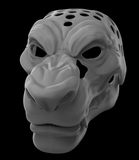 articolato mannaro maschera testa base creatura mostro Halloween fursuit cosplay costume peloso 3d print model - Mito3D
