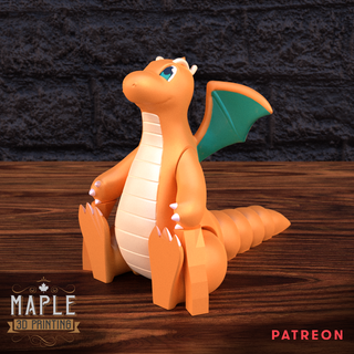 articulating flexi dragonite pokemon model resin patreon articulated 3d print model - Mito3D