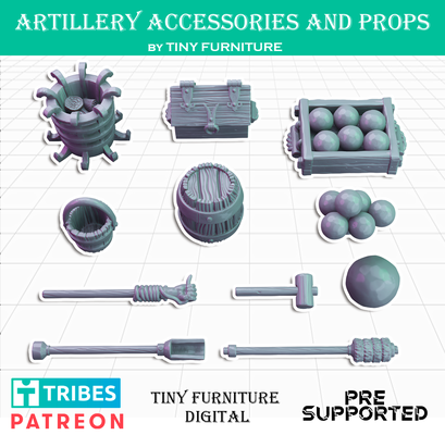 artillery accessories props medieval game tabletop miniatures roleplaying fallout d&d dnd pathfinder rpg 3d print model - Mito3D
