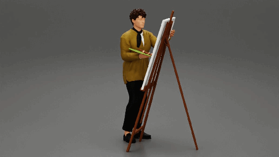 artist painter drawing canvas 164scale 164scalediecast 164photography diorama164scale body character human sculpture decor diorama figure people print man boy male 3d print model - Mito3D