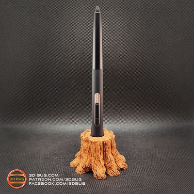 artistic wacom pen holder intuos bamboo pencil stump tree wood bark stand stylus tablet digital sculpting decor zbrush 3dprint 3d print model - Mito3D