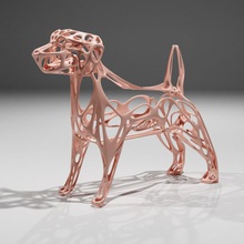 artistic wireframe dog art curves 3d print model - Mito3D