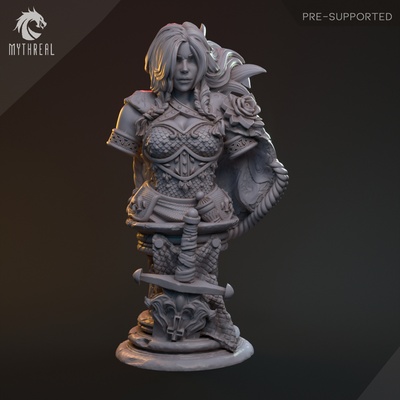 arturia game bust cute girl knight 75mm supported 3d print model - Mito3D