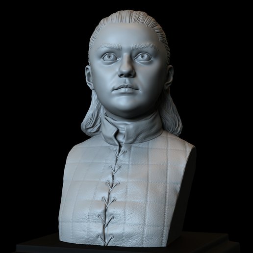 arya stark maisie williams - Oyun 3d yazdırılabilir modeli tutuklama tahtları sanat sidnaique koleksiyonluk minyatür kış aria karakter gerçekçi benzerlik heykeltraşlık heykel portre büstü fanart gameofthrones 3D print model - Mito3D