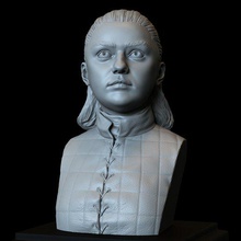 arya stark maisie williams - Oyun 3d yazdırılabilir modeli tutuklama tahtları sanat sidnaique koleksiyonluk minyatür kış aria karakter gerçekçi benzerlik heykeltraşlık heykel portre büstü fanart gameofthrones 3d print model - Mito3D