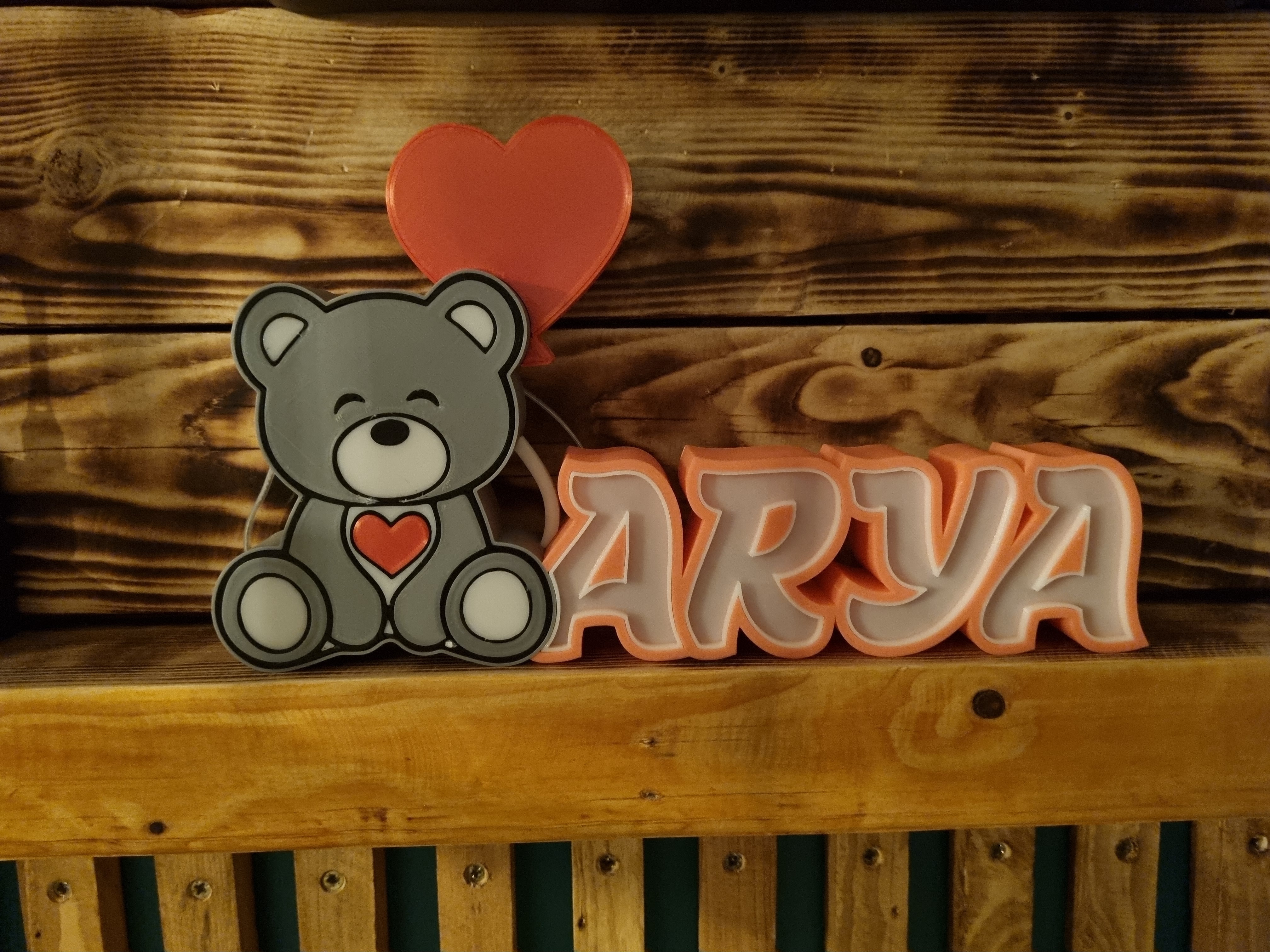 arya teddy bear lamp first name pink animal bears 3D print model - Mito3D