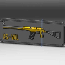 as-val key ring - osar 3d fashion plate osar3d keychain personalized plates weapon video games scale cod callofduty 3d print model - Mito3D