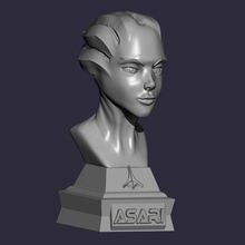 asari - mass bust gadget head female fanart alien statue supports 3d print model - Mito3D