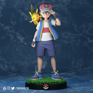 Asche Satoshi Pikachu Pokémon Reisen Zahl Nintendo Spiel Charakter Anime Videospiel Skulptur go Spiele Spielzeuge miauen Ketchum 3d print model - Mito3D