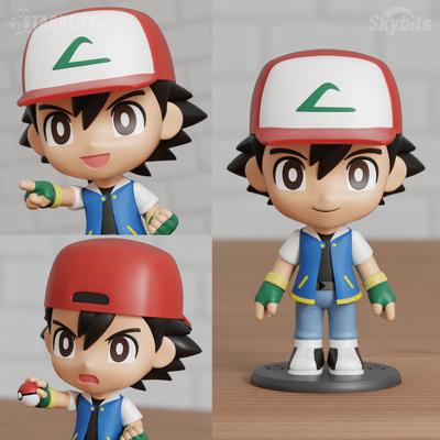 kül ketçum chibi mafsallı değiştirilebilir kafalar sanat satoshi pikaçu pokemon esnek nendoroid funko pop eklemli şirin 3d print model - Mito3D