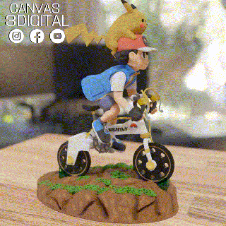 cenere Pikachu Pokemon bicicletta Drago charizal Basso poli miniatura fantasia 3d print model - Mito3D