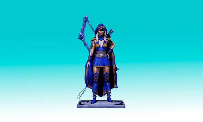 ashe liga of legendas ri arte jogos admirador fêmea arqueiro 3d print model - Mito3D