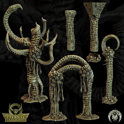 pálido desechos columnas juego oscuro fantasía horror miniaturas rpg esqueleto terreno muertos vivientes guerra eterno dnd nigromante sombrío animales fantasía oscura legiones beksinski salmo prohibido bonelord 3d print model - Mito3D