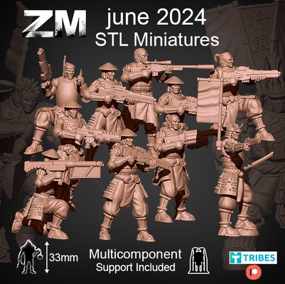 ashigaru equipo juego samurai estrella guerra martillo imperial opr humano japón ciencia ficción espacio multicomponente constructor presupuesto láser cañón mortero hmg rifle 3d print model - Mito3D