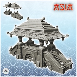 asian bridge double stairs roof 20 - medieval asia feudal traditionnal ninja oriental wargaming architecture tabletop miniatures scenery wargame game terrain house accessories katanas japan korean zen clash china japon far east chinese 3d print model - Mito3D