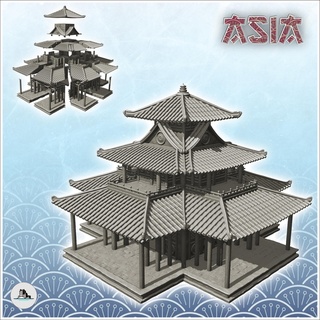 asian building double floor large canopy 39 - asia terrain clash katanas tabletop rpg china korea architecture miniatures scenery wargame figures game oriental fantasy games accessories korean temple zen vietnam world war two pacific malaysia 3d print model - Mito3D