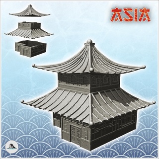 asian building double roof floor 23 - medieval asia feudal traditionnal ninja oriental wargaming architecture tabletop miniatures scenery wargame game terrain house accessories katanas japan korean zen clash china japon far east chinese 3d print model - Mito3D