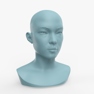 asiatique fille tête visage joli buste impression résine 3d modèle réaliste sculpture statue femelle cnc analyse personnage femme 3d print model - Mito3D
