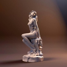 asiatique fille Roche sculpture art statue 3d print model - Mito3D