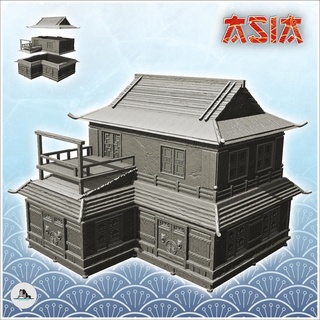 asian house balcony 17 - medieval asia feudal traditionnal ninja oriental wargaming architecture tabletop miniatures scenery wargame game terrain accessories katanas japan korean zen clash china japon far east chinese 3d print model - Mito3D
