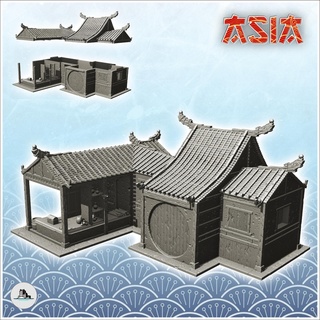 asian house canopy round door 16 - medieval asia feudal traditionnal ninja oriental wargaming architecture tabletop miniatures scenery wargame game terrain accessories katanas japan korean zen clash china japon far east chinese 3d print model - Mito3D