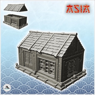 asian stone building large windows 21 - medieval asia feudal traditionnal ninja oriental wargaming architecture tabletop miniatures scenery wargame game terrain house accessories katanas japan korean zen clash china japon far east chinese 3d print model - Mito3D
