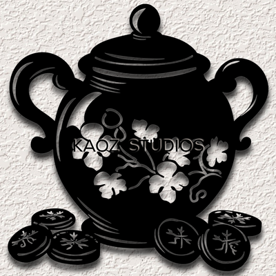 asian teapot wall art money decor good luck wealth decoration 3d print model - Mito3D