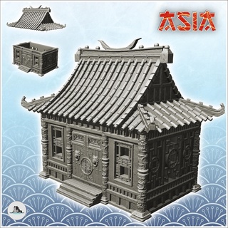 asian temple big roof access stairs 22 - medieval asia feudal traditionnal ninja oriental wargaming architecture tabletop miniatures scenery wargame game terrain house accessories katanas japan korean zen clash china japon far east chinese 3d print model - Mito3D