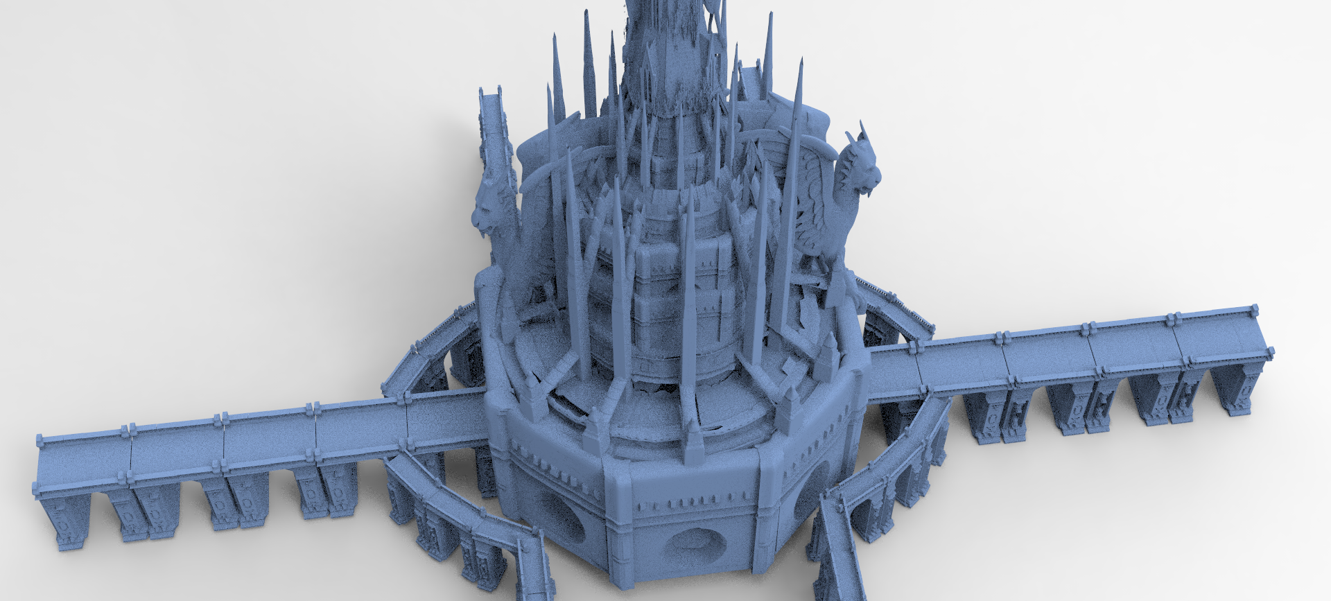 aslan medieval lion tower grand palace exterior 1 fantasy kit ground terrain towers building castle architectural house mansion horror haunted spooky manor church architecture 3D print model - Mito3D