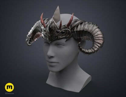 asmodée cornes critique rôle klaxon accessoires casque tête produits beauté cosplay fantaisie diable démon criminel Seigneur mal enfer 3d print model - Mito3D